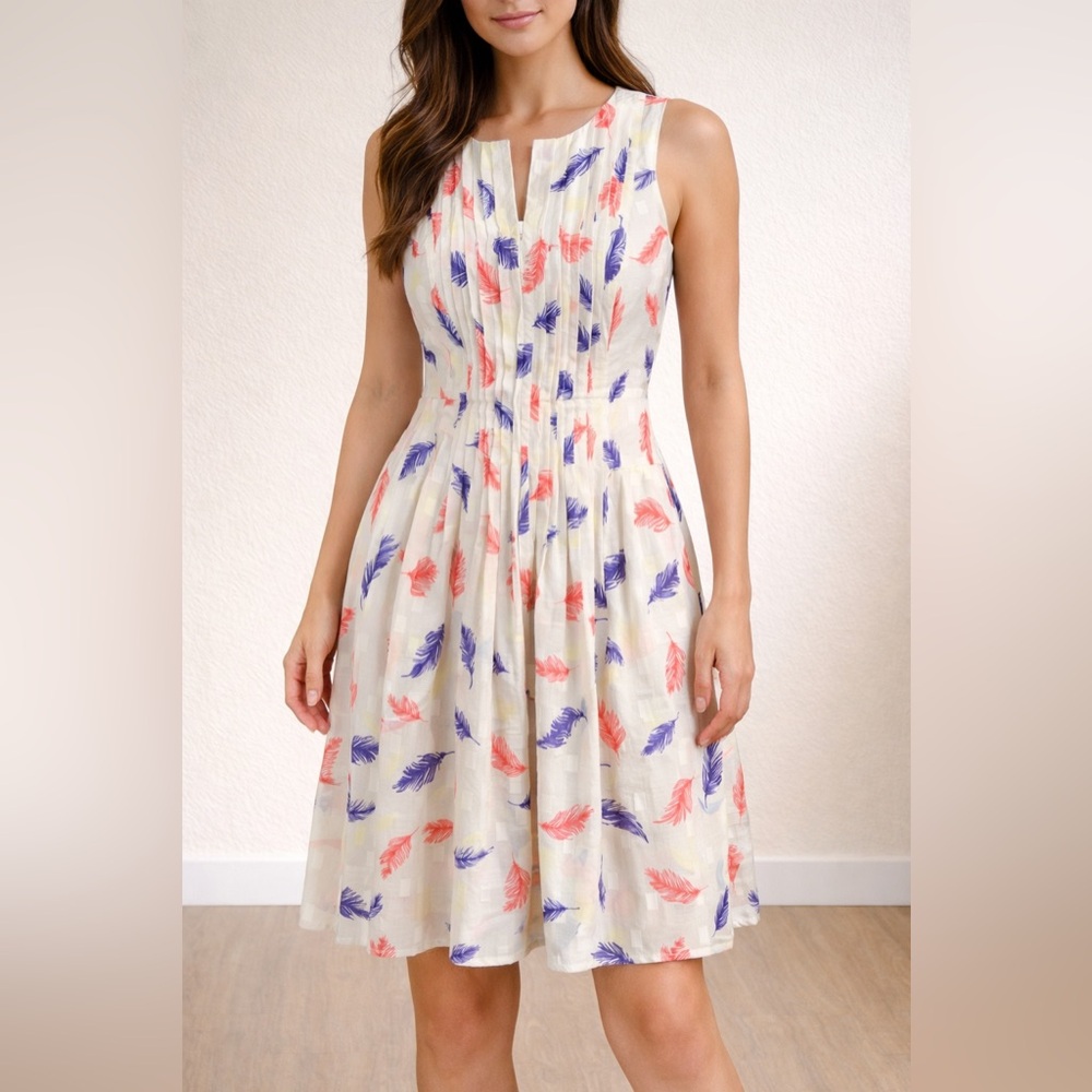 Anthropologie CeCe Feather Print Sleeveless Dress